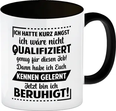 Produktbild von Unqualifizierte Kollegen Kaffeebecher mit Innenseite und Griff in Schwarz