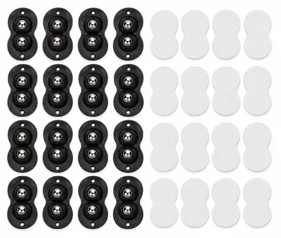 Immagine prodotto di INF 16 rotelle autoadesive per mobili con cuscinetti a sfera - Movimento silenzioso e facile Nero