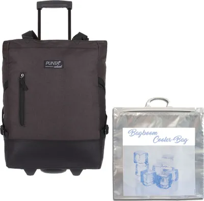 Produktbild von Einkaufstrolley unisex Herren Trolley Punta Wheel Einkaufsroller Einkaufswagen Shoppingtrolley Shopper Einkaufskorb mit Rollen und Gurten Trolly 10183 0100 TT Schwarz Anthrazit   + Bagboom Thermo TK Tasche