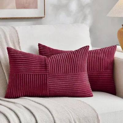 Obrázok produktu pre Obliečky na vankúše 35x60 cm, set 2 ks, vínová, manšester, na gauč