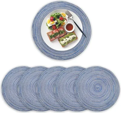 Produktbild von Runde Platzsets, 6er-Set, aus gewebter Baumwolle, hitzebeständig, rutschfest, abwaschbar, 11 cm (4,33 Zoll) Durchmesser