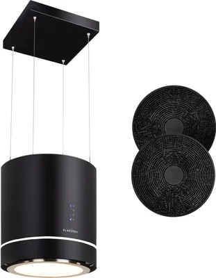 Produktbild von Klarstein Inselhaube, Dunstabzugshaube Freihängend, Kronleuchter-Kochinsel, Dunstabzugshaube mit Filter, Inselhaube mit Umluft, Dunstabzugshaube zur Deckenmontage, Aktivkohlefilter, Ø 38 cm, Schwarz