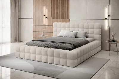 Produktbild von Polsterbett mit Stauraum 140x200 DELVIRO - hellbeige