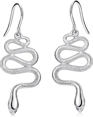 Produktbild von MATERIA Lange Ohrhänger Schlange Silber 925 SERPE- rhodinierte Silber Damen Ohrringe Tier inkl. Schmuck Box #SO-193