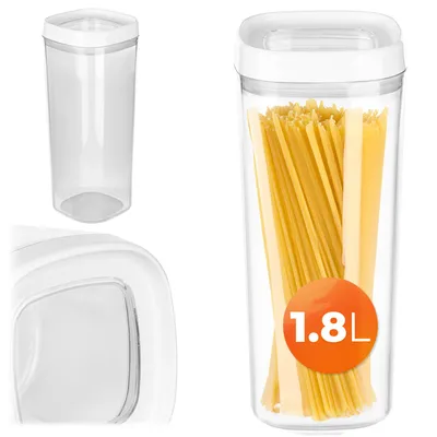 Produktbild von KADAX Vorratsbehälter "Ravel", transparente Aufbewahrungsbox aus Kunststoff, 1,8 L, Weiß & Schwarz Deckel