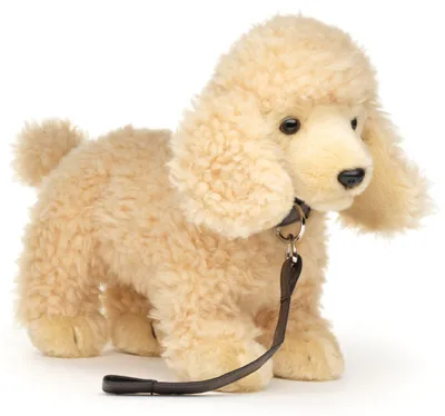 Produktbild von Uni-Toys - Pudel (apricot), stehend (mit Leine) - 30 cm (Länge) - Plüsch-Hund - Plüschtier, Kuscheltier – Pudel Apricot (mit Leine)