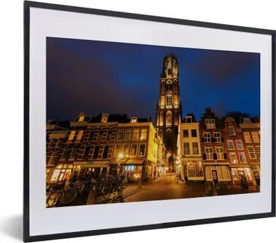 Produktbild von MuchoWow® MuchoWow® Gerahmtes Poster Nacht - Domturm - Utrecht 40x30 cm - Poster mit zchwarzem Bilderrahmen - Bilderrahmen - Poster im Rahmen