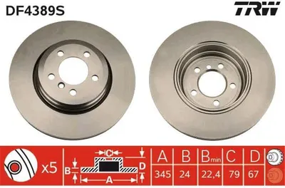 Produktbild von TRW Bremsscheiben (2 Stück) Hinterachse DF4389S