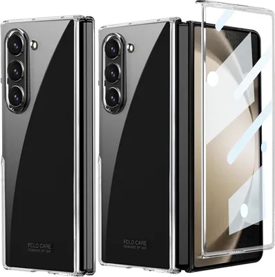 Immagine prodotto di Custodia per Samsung Galaxy Z Fold 6 Custodia sottile in elettroplatino trasparente con protezione schermo integrata Trasparente