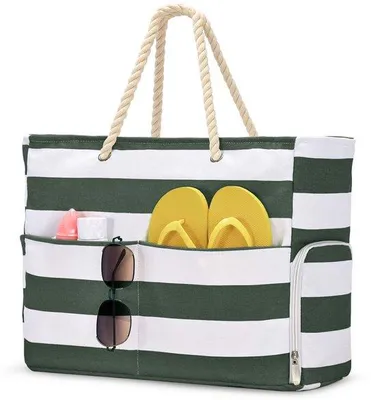 Produktbild von Unyqoos® Wasserdichte Strandtasche für Damen, große Badetasche 52 x 33 x 15 cm, Polyester, 8 Fächer inkl. separatem Schuhfach & Reißverschluss