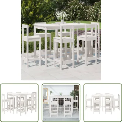 Image de The Living Store Ensemble de bar de jardin 7 pièces blanc pin massif