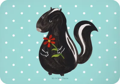Produktbild von Mr. & Mrs. Panda Magnet Stinktier Blume - Türkis Pastell - Geschenk, Wildtier, Kühlschrankmagnet, Träume, zettelhalter, Skunk, Notizhalter, whiteboardmagnet, Tagträumer