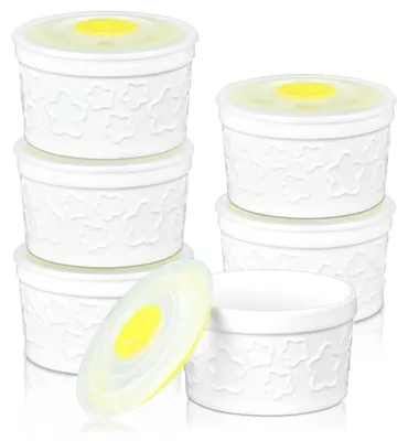Immagine prodotto di Elzusha - Set di 6 coppette per crème brûlée da 200 ml con coperchi