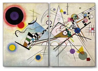 Image de Giallobus - Composition n ° 8 - Vassily Kandinsky - 144x100cm | 2pz. x 70x100cm - Tableau - Toile