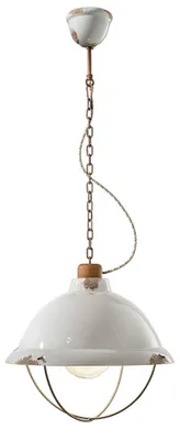 Produktbild von Industrielle Kronleuchter Eisen und Keramik mit Vintage Mesh Weiß 1 Licht E27 40Cm