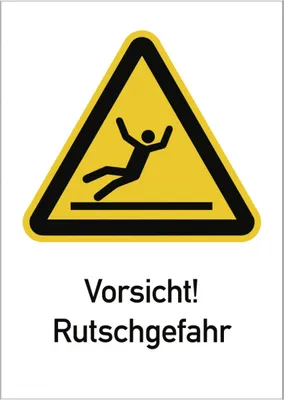 Produktbild von Dreifke® Vorsicht! Rutschgefahr ISO 7010, Kombischild, Alu, 262x371 mm