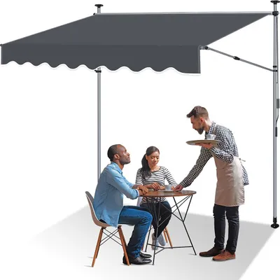 Produktbild von Izrielar Klemmmarkise 300x150cm – Handkurbel-Markise mit UV50+ Schutz, Verstellbar und Montage ohne Bohren für Balkon, Terrasse - Anthracite