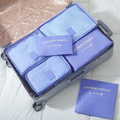 Image de Bagages Sacs de compression Organisateur 6 Set Pliable Vêtements multifonctions Paquets de tri, Violet