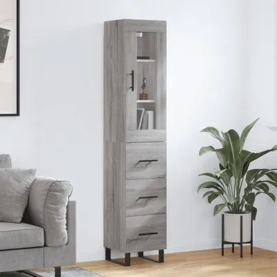 Produktbild von The Living Store Highboard Grau Sonoma 34,5x34x180 cm Holzwerkstoff