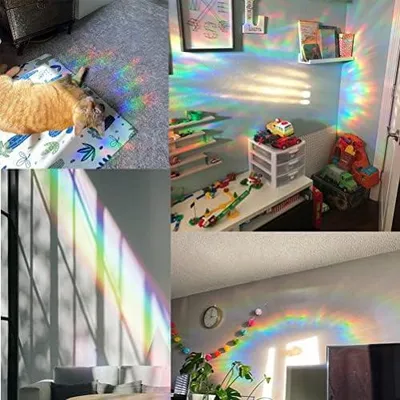 Produktbild von 6 Stück Regenbogen Suncatcher Fenster Haftet PVC Anti-Kollisions-Fensteraufkleber für Vögel Fensteraufkleber Abziehbilder Heimdekoration (RPS025 Dinosaurier)
