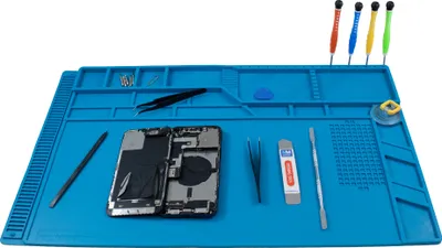 Produktbild von MMOBIEL Reparatur- und Lötmatte Silikon - 55 x 35 cm – Silikonmatte Hitzebeständig bis 500°C - Werkbankmatte