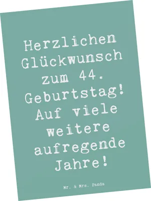 Produktbild von Mr. & Mrs. Panda Postkarte Spruch 44. Geburtstag Feier - Meeresbrise - Geschenk, Ansichtskarten, Zuneigung, Geburtstagssprüche, Glückwunsch, Ansichtskarte, Alter