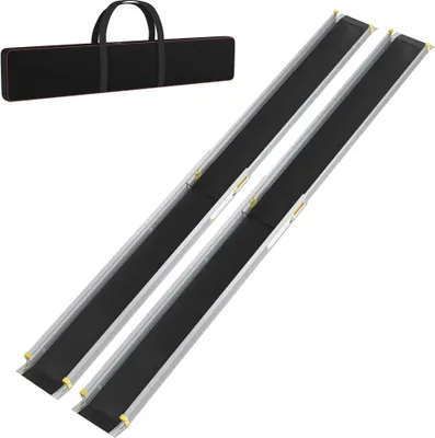 Obrázek produktu pro JOIEYOU 2X Wheelchair Ramp Teleskopická hliníková rampa 122-213 cm Nosnost invalidního vozíku 300 kg Teleskopická nakládací rampa Nastavitelná přenosná rampa pro invalidní vozíky a skútry
