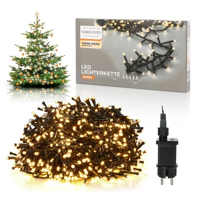 Produktbild von Nordstern LED Büschel Lichterkette Warmweiß 560 LEDs - Weihnachtsbaum Deko für Innen & Außen mit Stecker 11 m - Cluster Beleuchtung