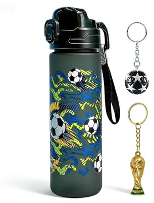 Obrázek produktu pro Omgoods – Láhev na vodu pro děti, 750 ml – Bez BPA, ideální pro sport a outdoorové aktivity – Černá