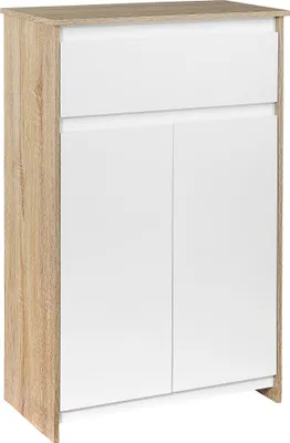 Produktbild von Badezimmerschrank, Aufbewahrungseinheit, Schubladenschrank und Doppeltš¹rschrank, 60 x 30 x 90 cm, wei? und in Naturholzoptik