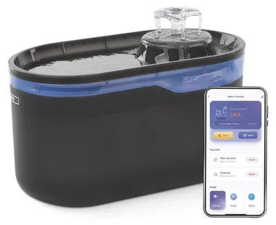 Image de EMOS GoSmart fontaine pour chats 2,6 l avec système de filtration, fontaine WLAN pour chiens et chats avec application, fontaine pour animaux, gris