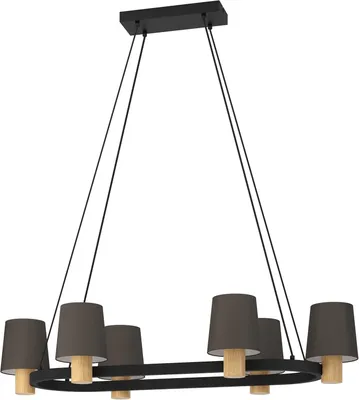 Produktbild von EGLO Edale, Festmontage, Schwarz, Braun, Cappuccino, Schwarz, Braun, Stahl, Holz, Stoff, Holz, Schwarz
