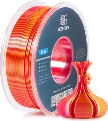 Produktbild von GEEETECH Seide Zweifarbig PLA Filament 1.75mm Gold+Rot, 1kg Spule 3D Druckmaterial, Maßgenauigkeit +/- 0,03 mm, abbaubar, umweltfreundlich