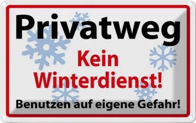 Produktbild von vianmo Blechschild 20x30 cm Privatweg kein Winterdienst Warnschild Hinweisschild Sicherheit Vorsicht