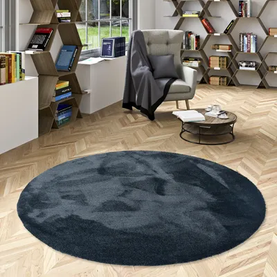 Produktbild von Super Soft Hochflorteppich Livorno Anthrazit Rund, Größe:133 cm Rund