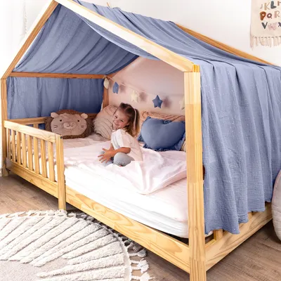 Produktbild von Himmel für Hausbett Gold aus Musselin - 320, 360 oder 420 cm