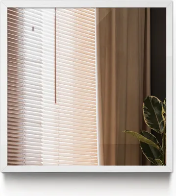 Produktbild von Decormat Wandspiegel – Quadratisch Glas Spiegel Garderobenspiegel Badspiegel - Weiß Rahmen MDF - 50 cm x 50 cm