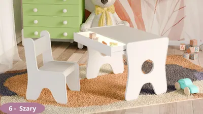 Obrázok produktu pre Happy Babies - Detský stôl s 1 stoličkou - Ergonomický stôl na hranie s úložným priestorom - Ergonomický stôl na hranie a učenie pre chlapcov a dievčatá - Detský nábytok