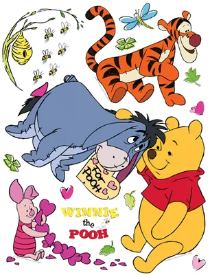 Zdjęcie produktu dla Disney Naklejka ścienna Miśpoliuretan Żółty, pomarańczowy, różowy i niebieski - 600188 - 65 x 85 cm