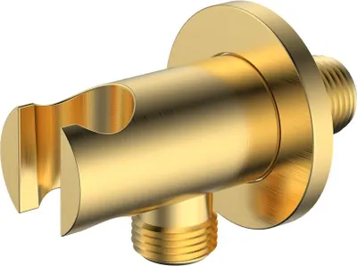 Produktbild von Avapax | Anschlusswinkel Mit Halterung - Gold Gebürstet - Messing - Rund - Apro 121211