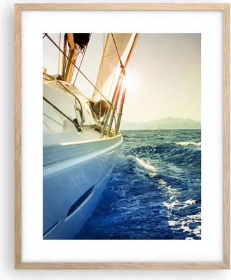 Produktbild von Gerahmtes Poster - Rahmen in heller Eiche - Yacht Segelboot Sonne - 40x50 cm - Wand Bild - Wanddeko - Wandbilder - Wandposter - Bilderrahmen - Bilder - Kunstdruck - Wandbild - P2NPA40x50-4138