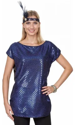 Produktbild von Pailletten-Shirt blau Größe: 36-38