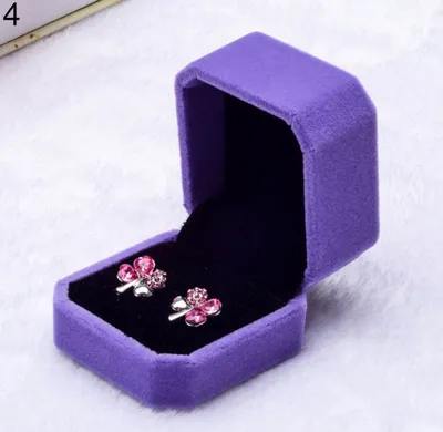 Produktbild von Samt-Verlobungs-/Hochzeits-Ohrring-Anhänger-Schmuck-Display-Box-Geschenketui-Lila