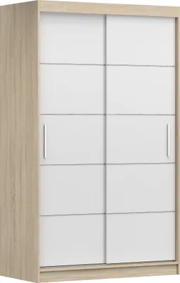 Obrázek produktu pro Šatní skříň s posuvnými dveřmi Šatní skříň se zrcadlem Neomi 06 (Sonoma/bílá) 120 cm