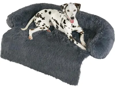 Image de Lit pour chien, 90x85x13 cm, lavable, antidérapant, en peluche, couleur gris foncé