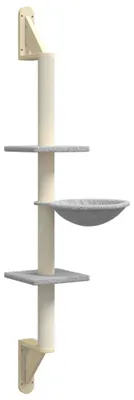Produktbild von vidaXL Kratzbaum mit Kratzsäule Wandmontage Hellgrau 142,5 cm