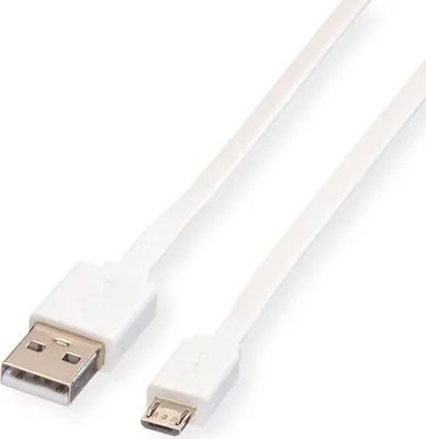 Produktbild von ROLINE USB 2.0 Kabel, USB A ST - Micro USB B ST, weiß, 1 m