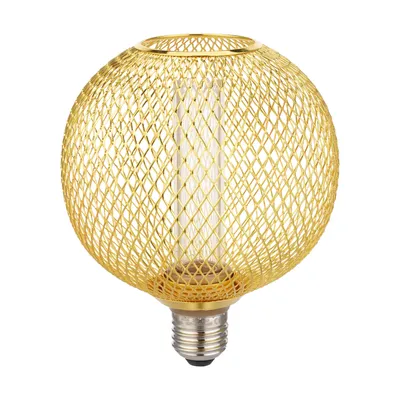 Produktbild von Vintage LED Birne E27 I Metallgitter Gold I amber