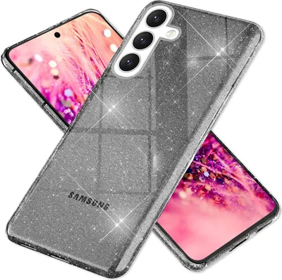 Image de Housse scintillante NALIA pour Samsung Galaxy S24 Housse, Housse transparente en silicone pour téléphone portable, Housse scintillante noire