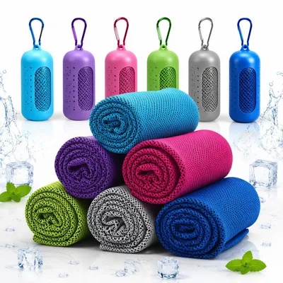 Produktbild von 6 Stück Kühlhandtuch Cooling Towel, 100 x 30 cm, Kühlendes Sporthandtuch schnelltrocknend, Mikrofaser Eishandtuch für Fitness, Gym,Yoga,Laufen,Outdoor